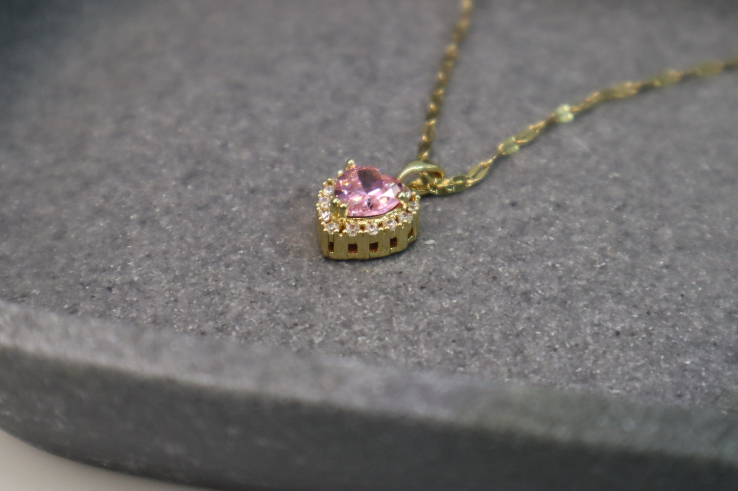 Rose Pink Heart Necklace