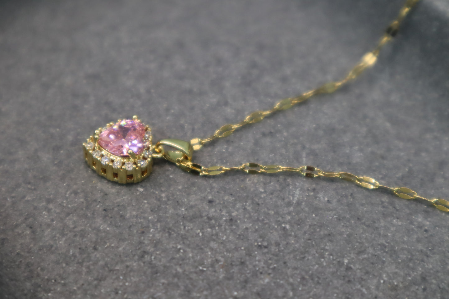 Rose Pink Heart Necklace