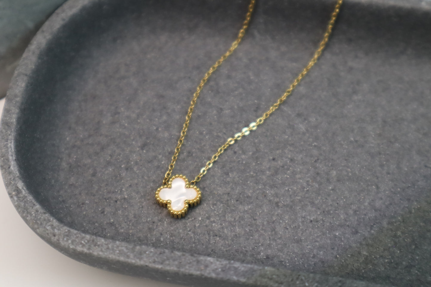 Four Leaf Clover Necklace - White
