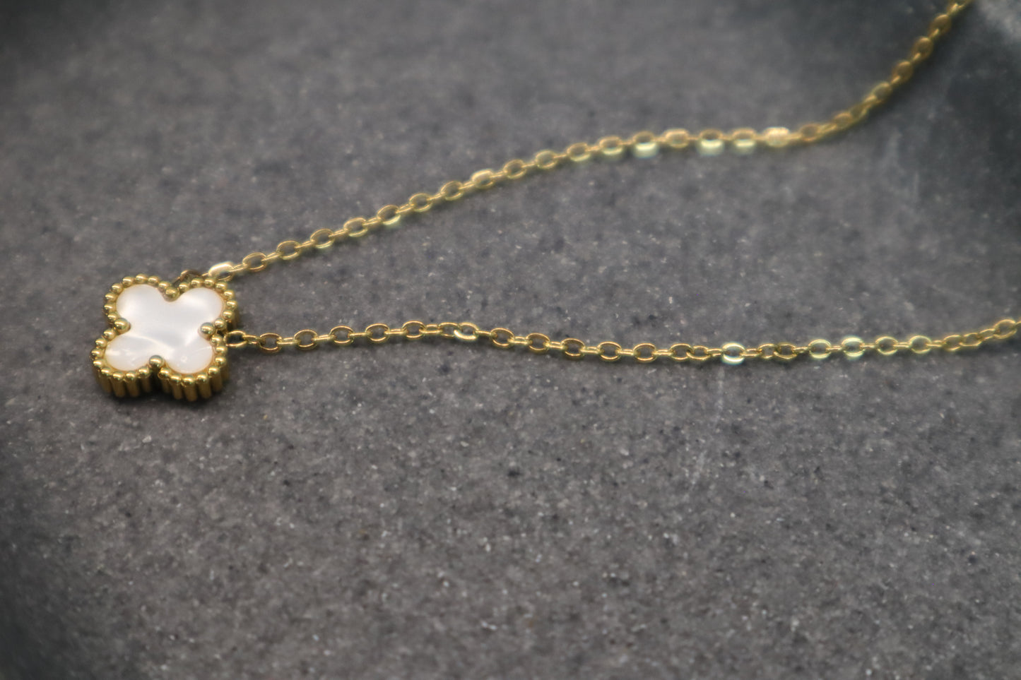 Four Leaf Clover Necklace - White