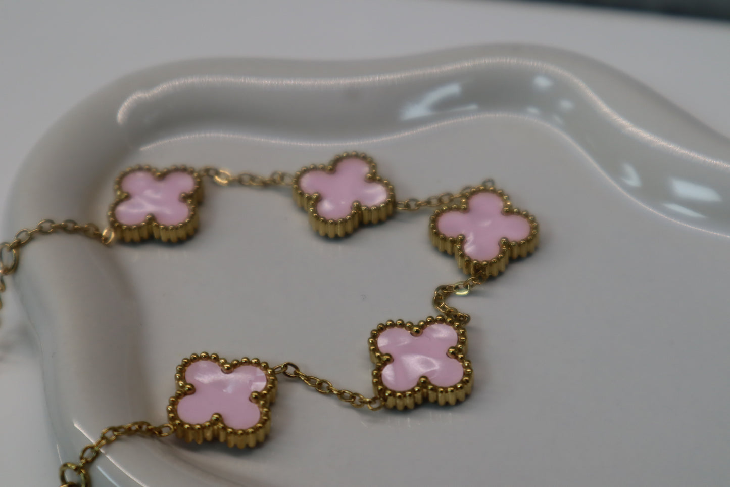 Pastel Pink Clover Bracelet