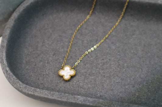 Four Leaf Clover Necklace - White