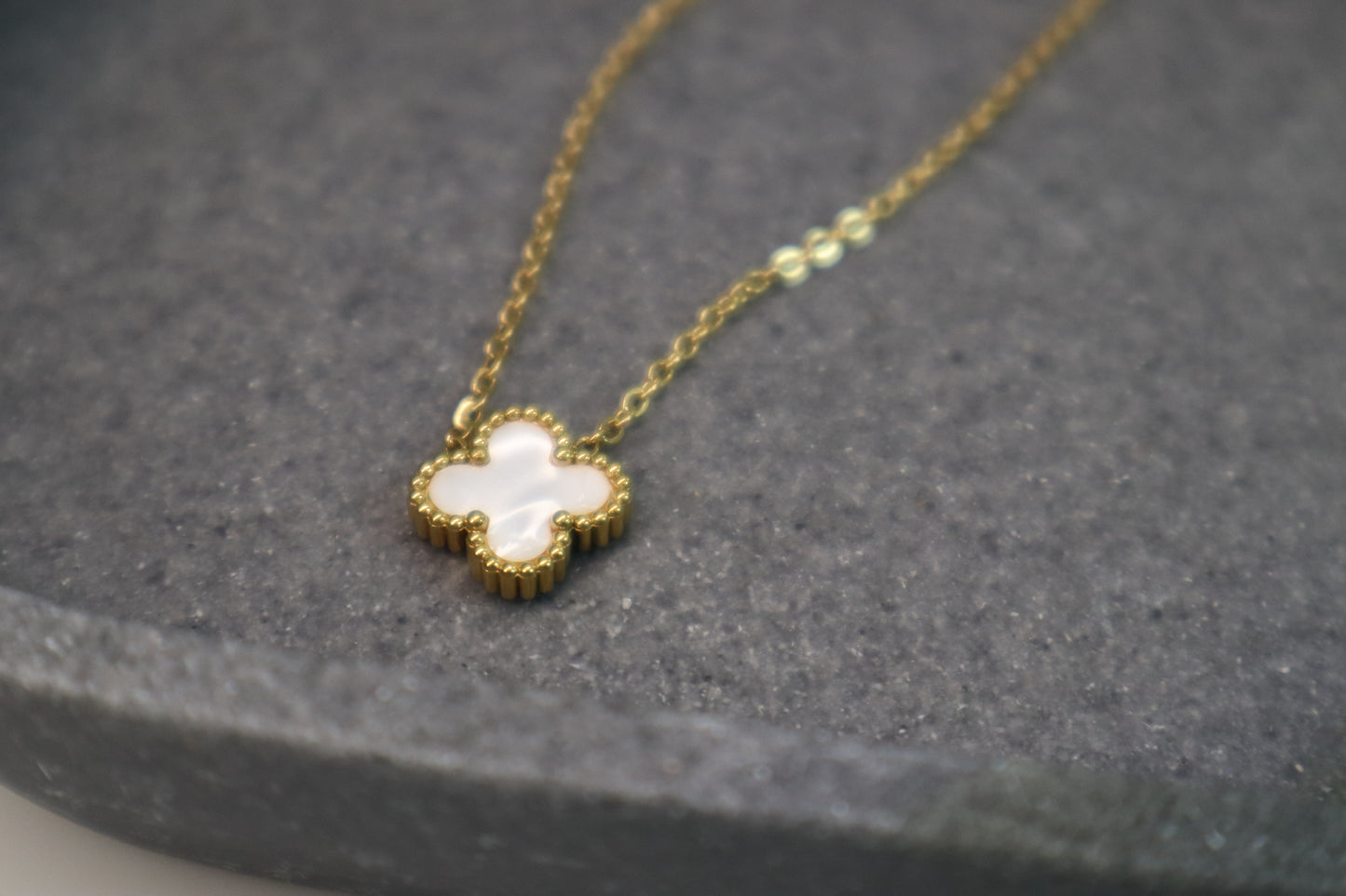 Four Leaf Clover Necklace - White