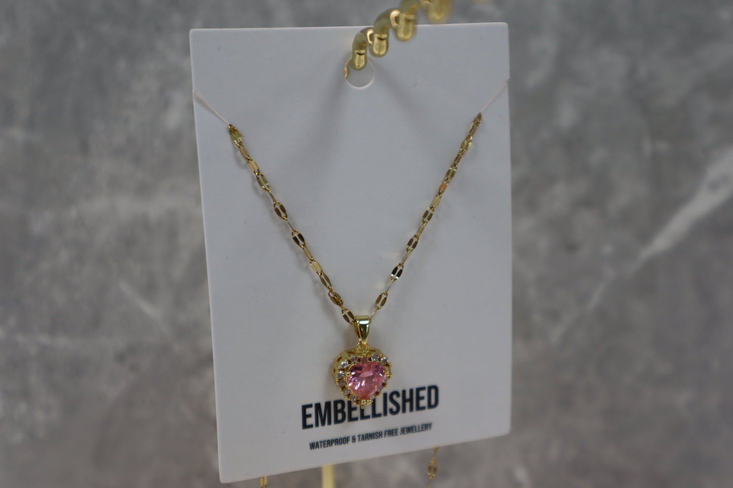 Rose Pink Heart Necklace