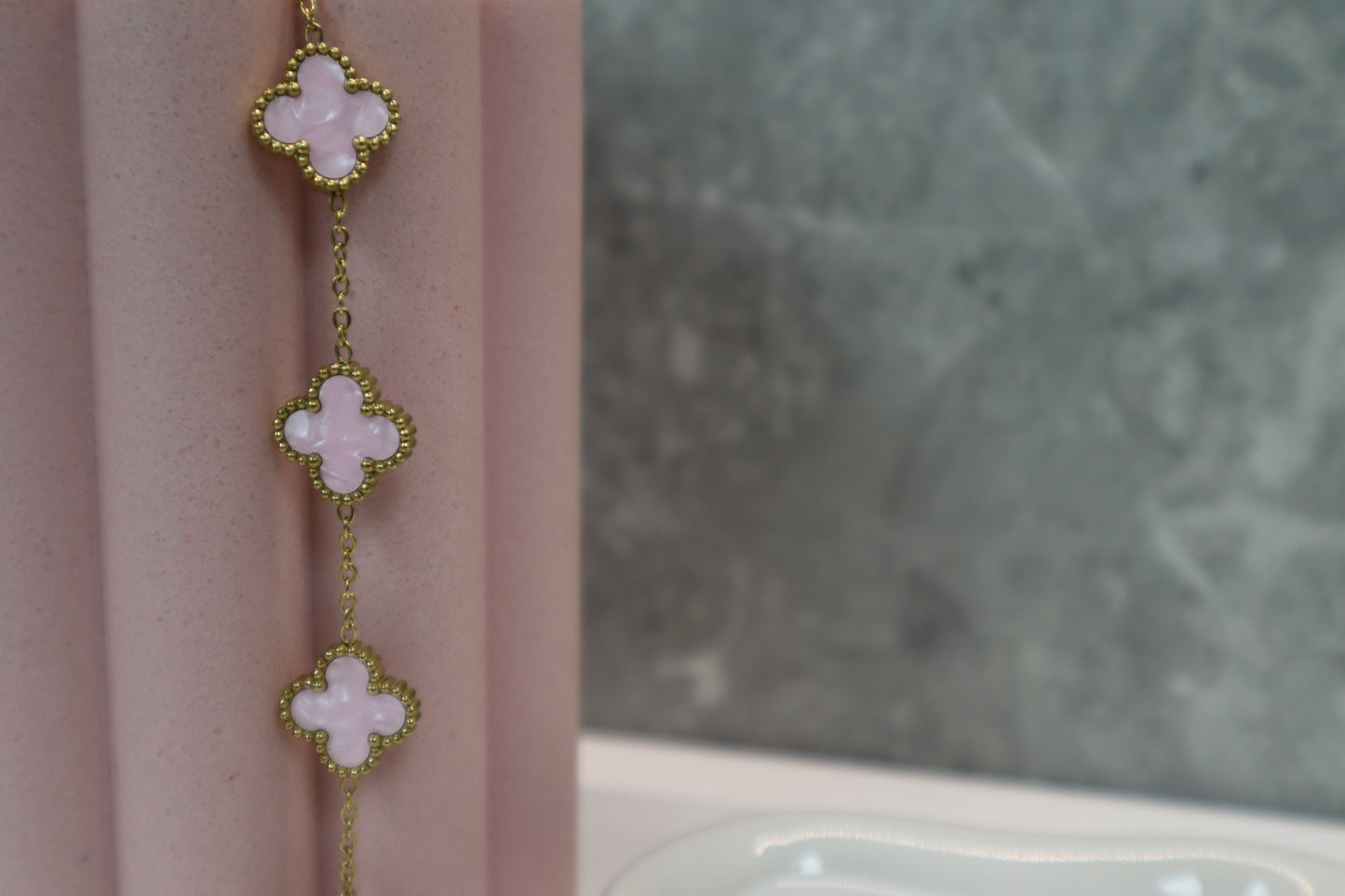Pastel Pink Clover Bracelet