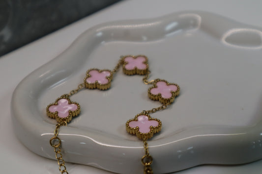 Pastel Pink Clover Bracelet